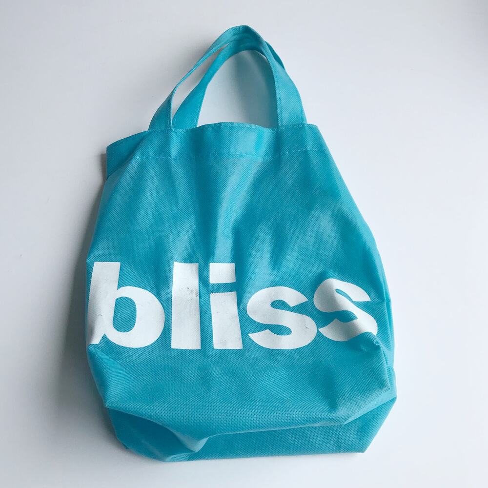 Bliss Logo Screen Printed Reusable Tote Bag North South Shopper Spa Caddy